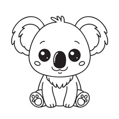 Cute koala sitting cartoon coloring page illustration vector