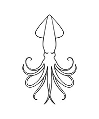 Squid silhouette, Squid octopus silhouette, Squid vector illustration