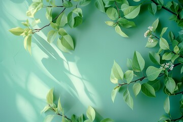 Minimal Green Leaf Botanical Poster with Lilac Branch
