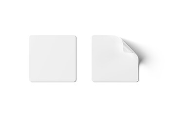 Blank squared sticker mockup isolated. Square label template. 3D rendering