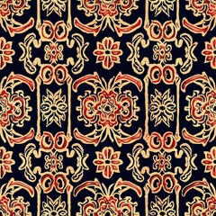 a image of a pattern with a red and yellow flower on a black background