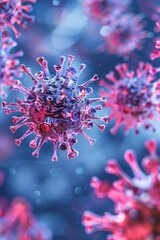 Vivid 3D Illustration of Coronavirus Particles in High Detail