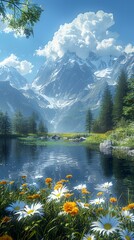 Fototapeta premium Tranquil Lake and Mountain