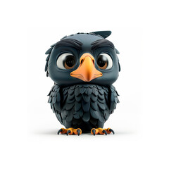 Black and Orange Owl Figurine With Big Eyes
