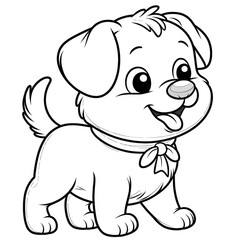 Obraz premium Cartoon of cats with simple lines for children to color book pages. Drawing for vectorization 