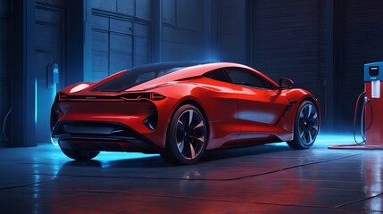 electric car red supercar,  al generative