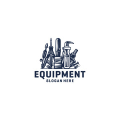 Vintage equipment logo vector illustration