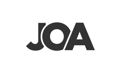 JOA logo design template with strong and modern bold text. Initial based vector logotype featuring simple and minimal typography. Trendy company identity.