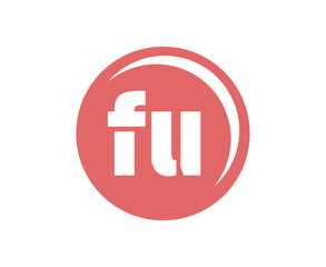 FU sport emblem or team logotype. Ball logo with a combination of Initial letter F and U for balls shop, sports company, training, club badge.