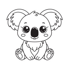 Cute koala sitting cartoon coloring page illustration vector