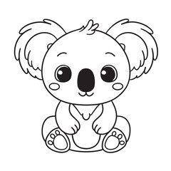 Cute koala sitting cartoon coloring page illustration vector