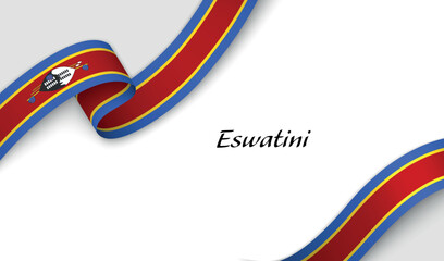 Curved ribbon with fllag of Eswatini on white background