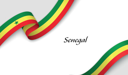 Curved ribbon with fllag of Senegal on white background