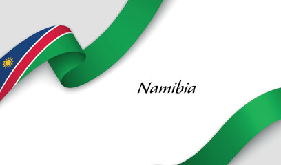 Curved ribbon with fllag of Namibia on white background