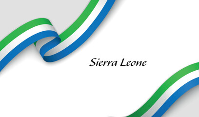 Curved ribbon with fllag of Sierra Leone on white background