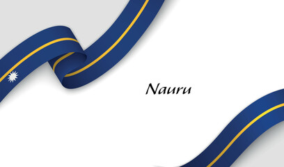 Curved ribbon with fllag of Nauru on white background