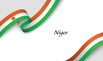 Curved ribbon with fllag of Niger on white background