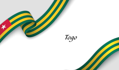 Curved ribbon with fllag of Togo on white background