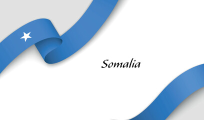 Curved ribbon with fllag of Somalia on white background