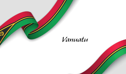 Curved ribbon with fllag of Vanuatu on white background