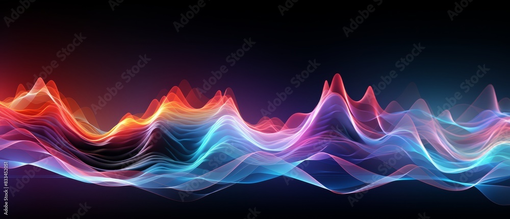 Canvas Prints sound wave patterns with tech graphics, vibrant colors,