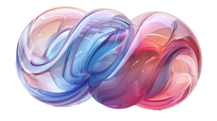 Bold iridescent wavy sphere blob shape isolated cut out on .PNG transparent background
