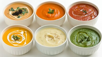 Colored vegetable cream soups