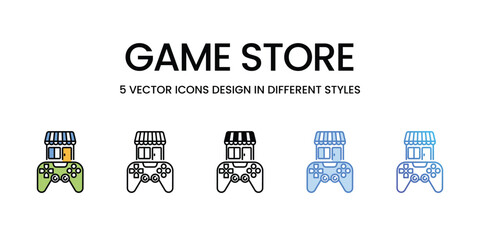 Game Store icons vector set stock illustration.