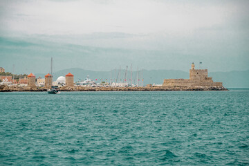 Rhodes Island, Greece, a symbol of Rhodes, of the famous Knights Grand Master Palace (also known as Castello) in the Medieval town of rhodes.