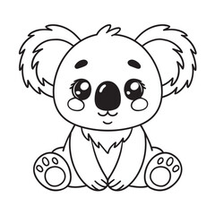 Cute koala sitting cartoon coloring page illustration vector