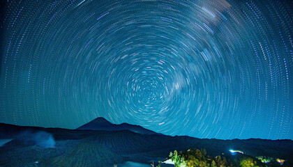 bromo mountain with startrails
