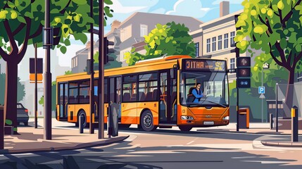 Obraz premium Bus Driver on a City Route