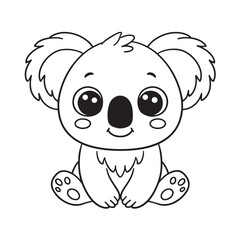Cute koala sitting cartoon coloring page illustration vector