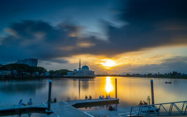 sunset over the river