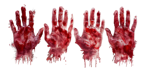 Hands in the red blood illustration isolated cut out on .PNG transparent background