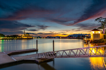 sunset over the river