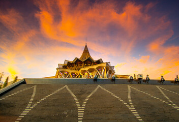 sarawak assembly building at dusk