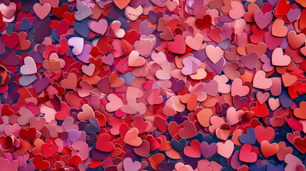 Beautiful graphic of colorful paper hearts for background, AI generative