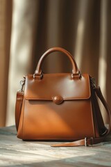 Lifestyle Concept : Beautiful trendy smooth youth women's handbag in brown and grey color