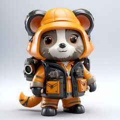 Cute dog astronaut in helmet and spacesuit. 3D rendering