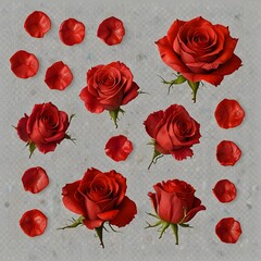 pattern with roses and petals