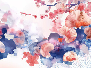 Delicate watercolor painting of cherry blossoms.