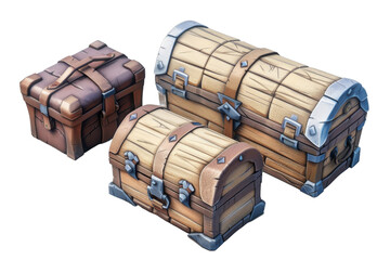 [Transparent Background PNG]Three chests of different sizes