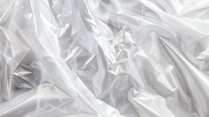 Obraz premium White plastic wrap texture background, transparent and clear cellophane for product packaging.
