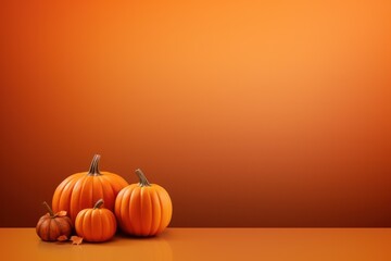 Halloween background - several pumpkins on an orange background.