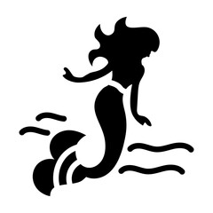 Grab this glyph icon of an ocean nymph 