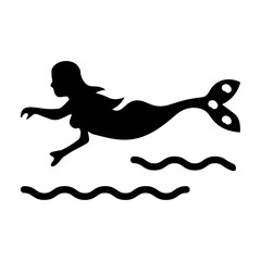 Check out glyph icon of a swimming mermaid 