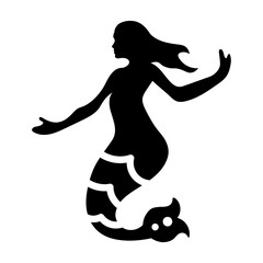 Latest glyph style icon of a siren girl 
