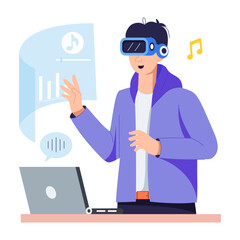 Get a flat illustration of metaverse music 