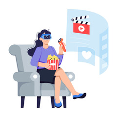 Latest flat illustration of vr movie 